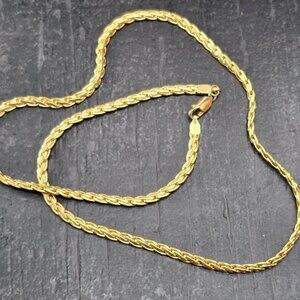 Gold Filled 1/20 Wide Wheat Rope Chain Necklace 20" Lobster Clasp Jewelry JJ4157